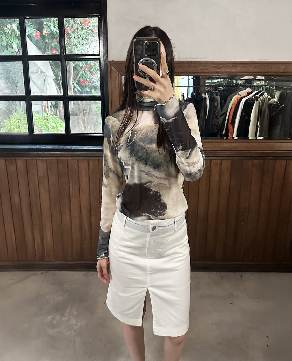 JPV blue print sheer top 상품이미지1