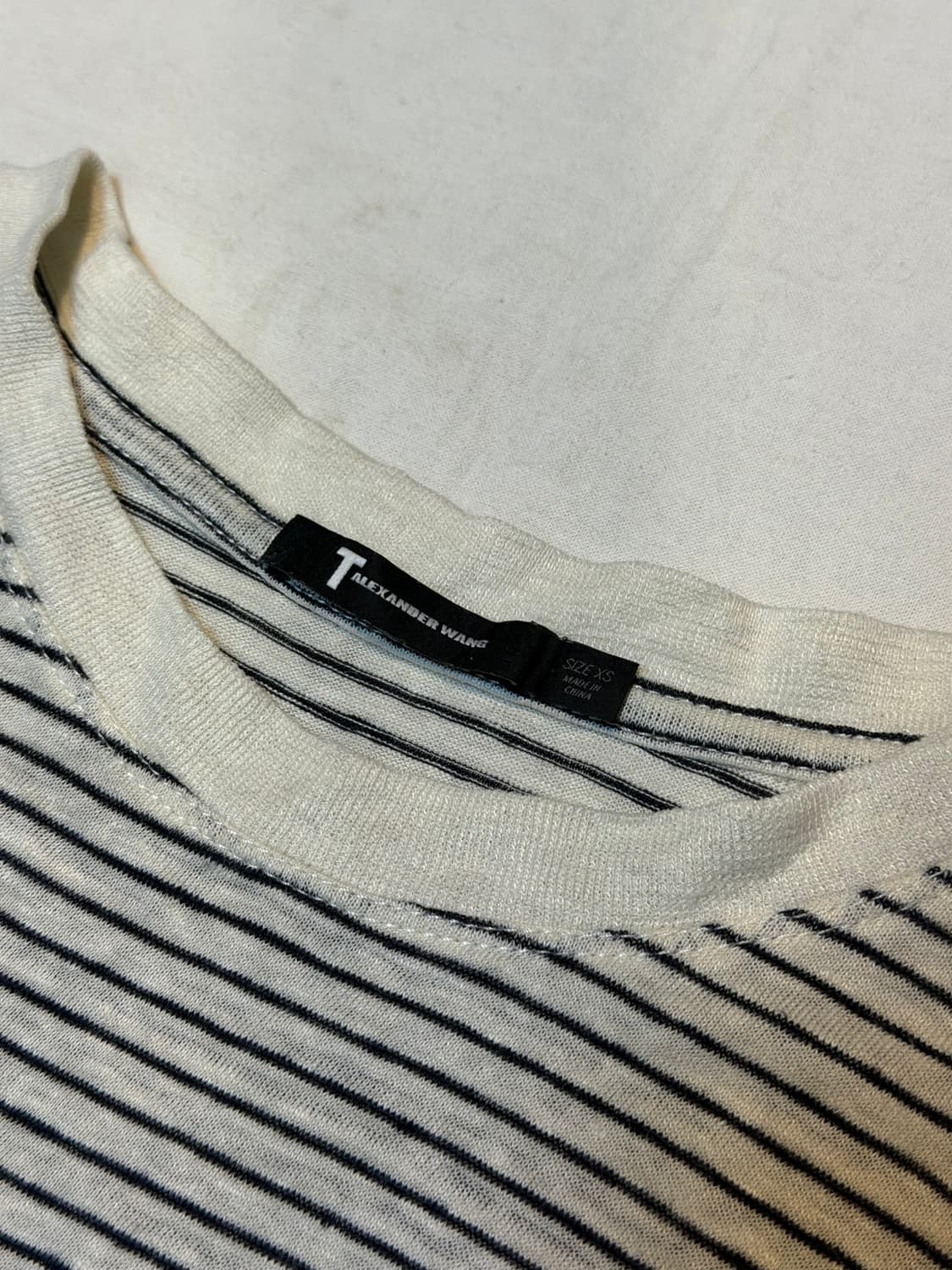 알렉산더왕 린넨 실크 스트라이프 티셔츠 화이트 블랙 상품이미지2