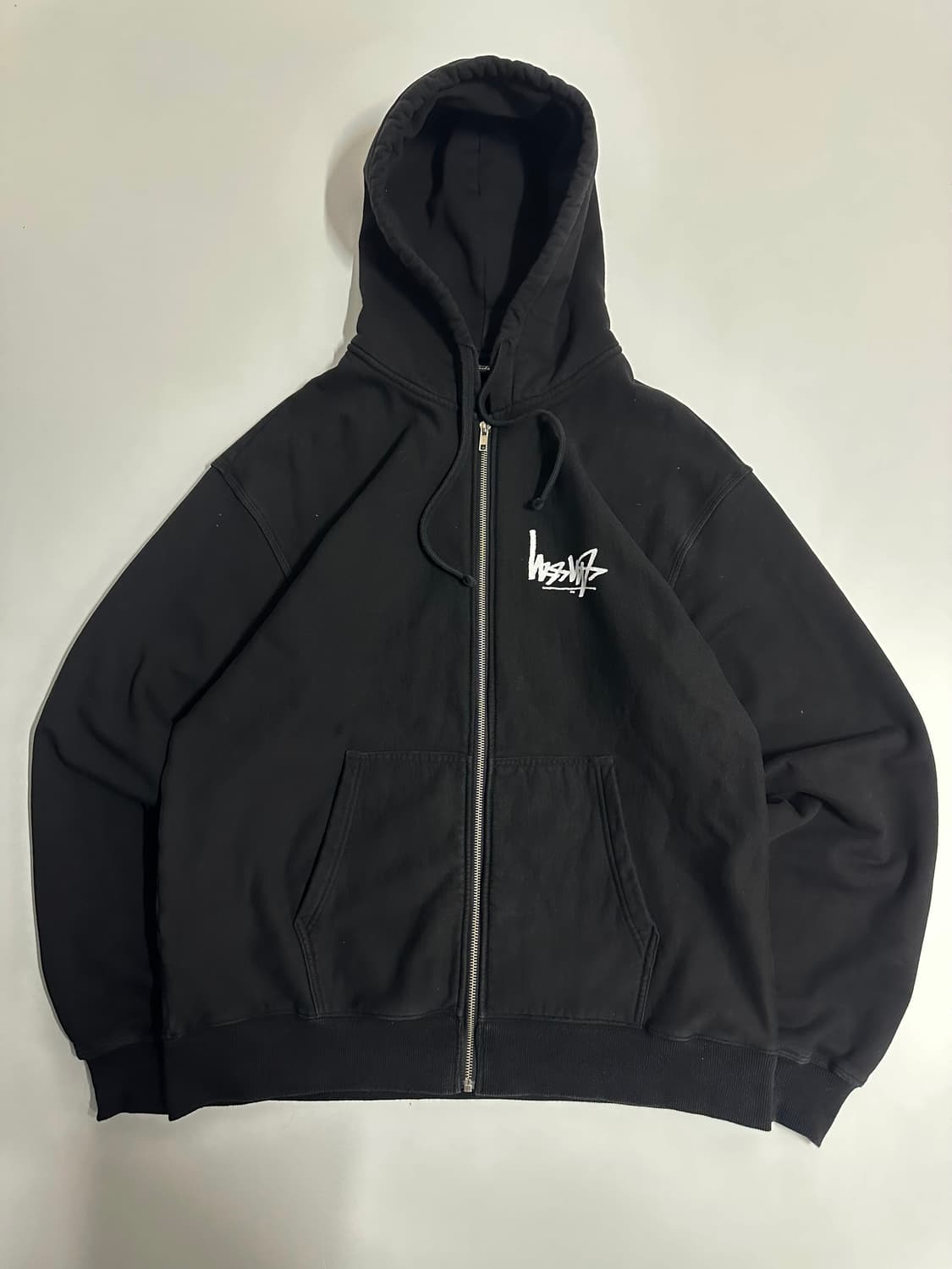 스투시 블랙 후드집업 XL 상품이미지1