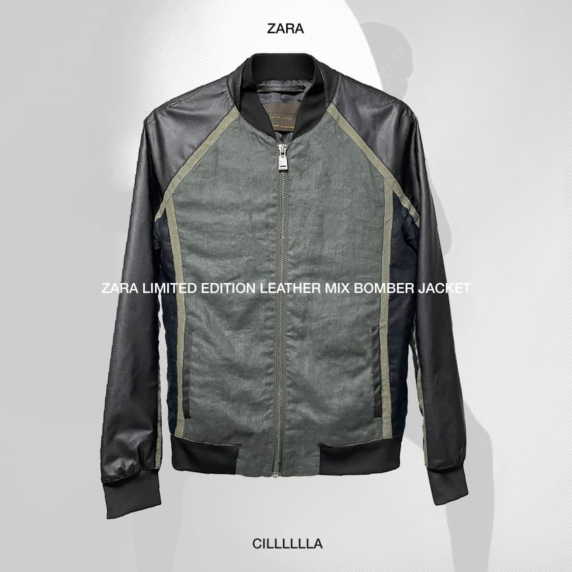 [M,100] ZARA 자라 리미티드에디션 레더 믹스 봄버 자켓 상품이미지1