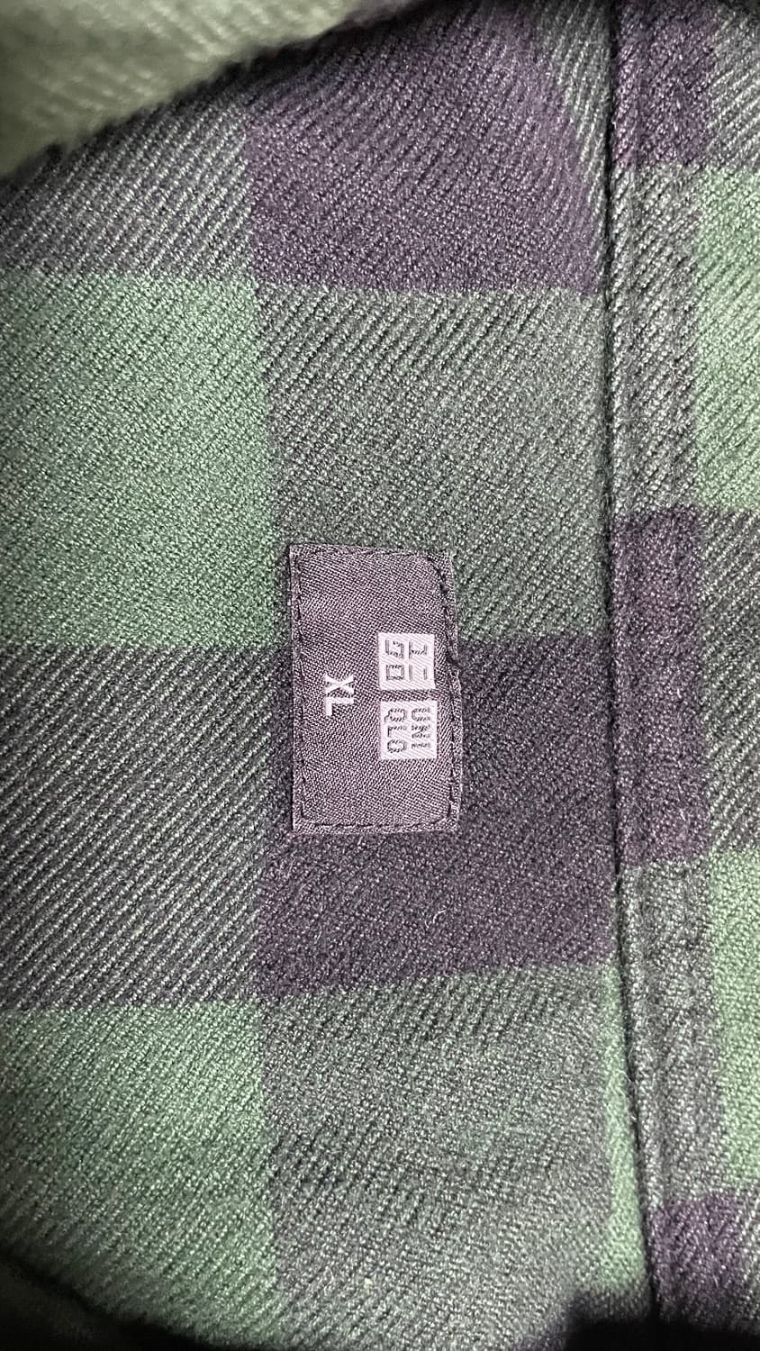 JPN 일본 빈티지 클래식 워크웨어 유니클로 그린 플란넬 체크 셔츠 XL 상품이미지8