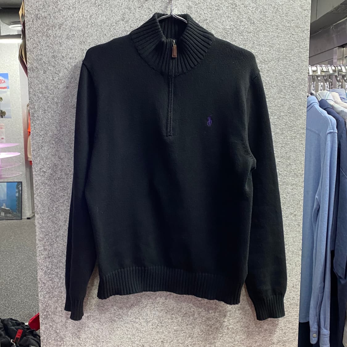 폴로 퍼플포니 블랙 하프 집업 니트 B3980 상품이미지2
