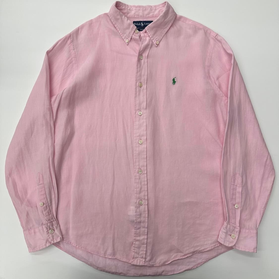 Polo 폴로랄프로렌 핑크 린넨 솔리드 셔츠  상품이미지3