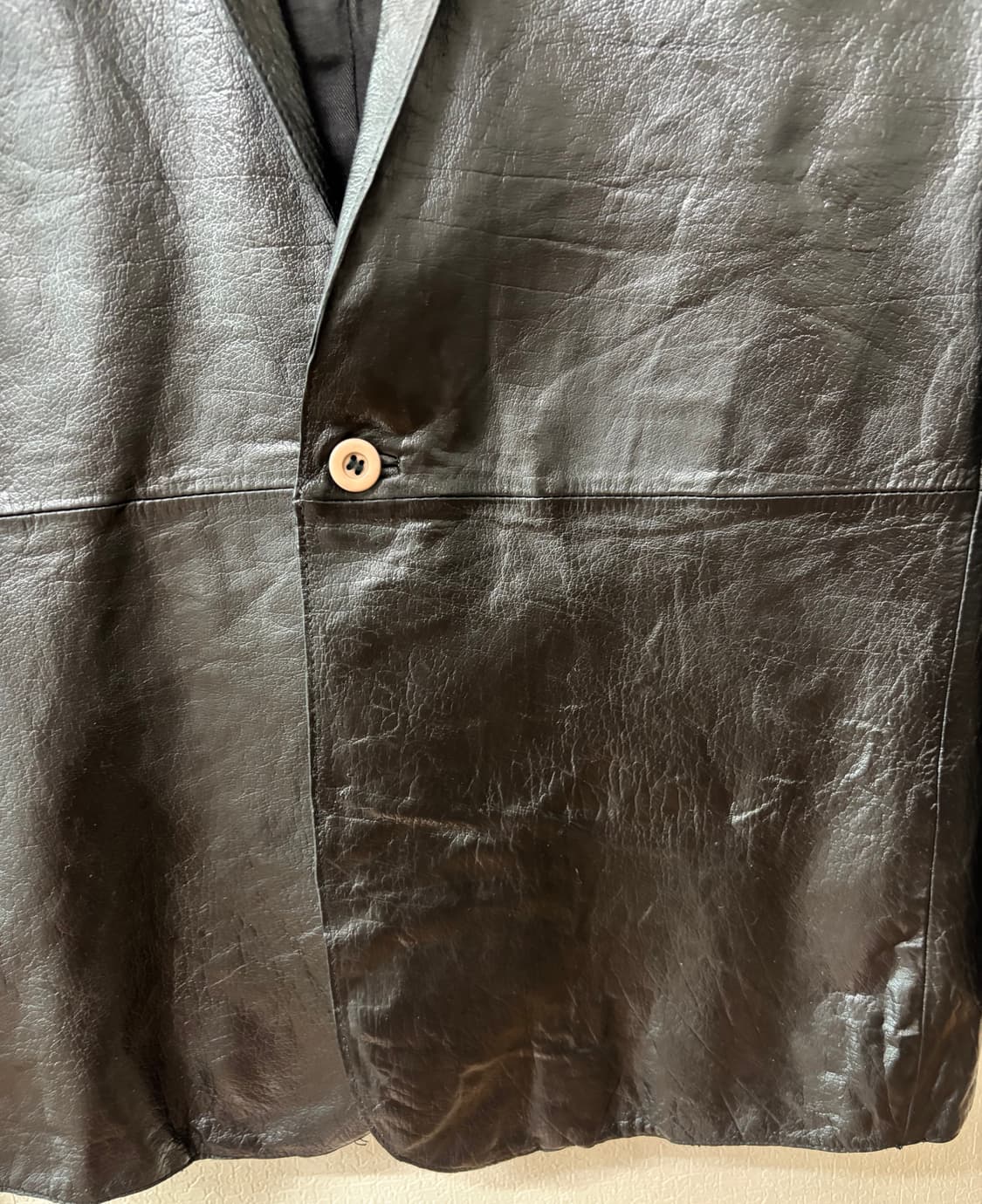90s Acne action jeans Vintage 가죽 원버튼 자켓 상품이미지3