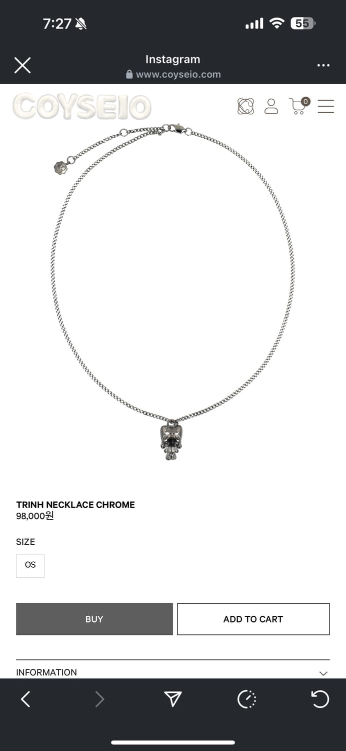 코이세이오 coyseio 목걸이 TRINH NECKLACE CHROME 상품이미지1