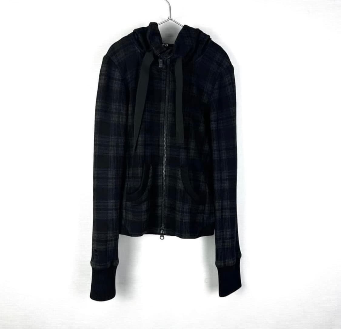 Y3 요지야마모토 체크 후드집업 상품이미지1