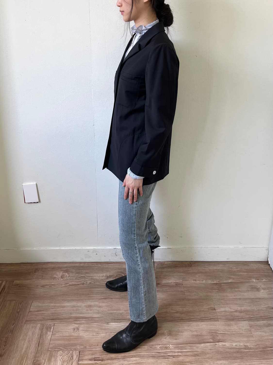 Leilian 블랙 자개 버클 자켓 상품이미지9
