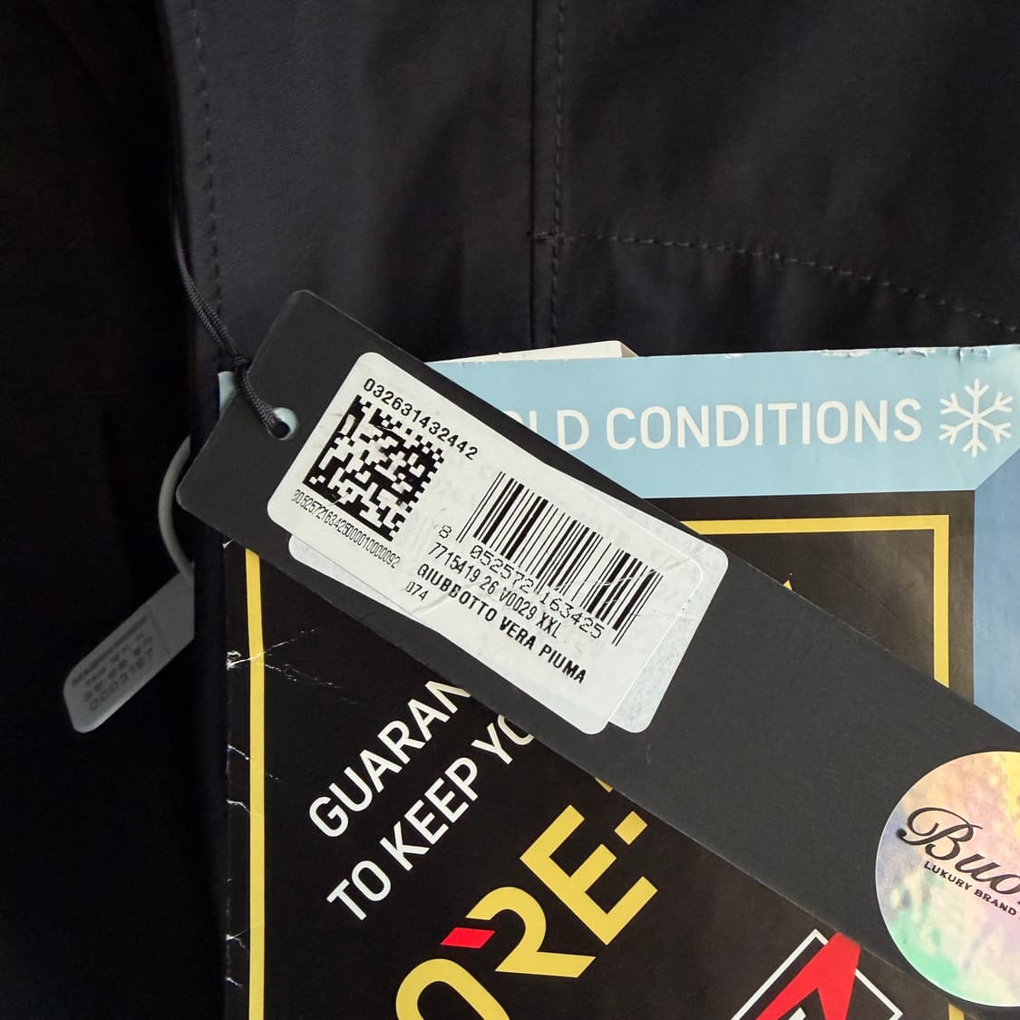 새상품(XXL)스톤아일랜드 와펜 패치 3L 고어텍스 후드 다운 패딩 블랙 상품이미지3