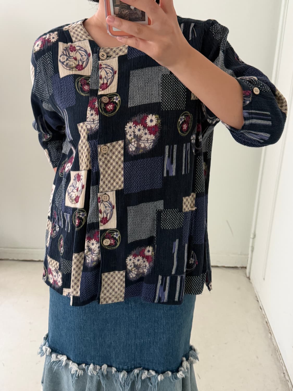 일본빈티지 모리 비대칭 가디건 블라우스 상품이미지2