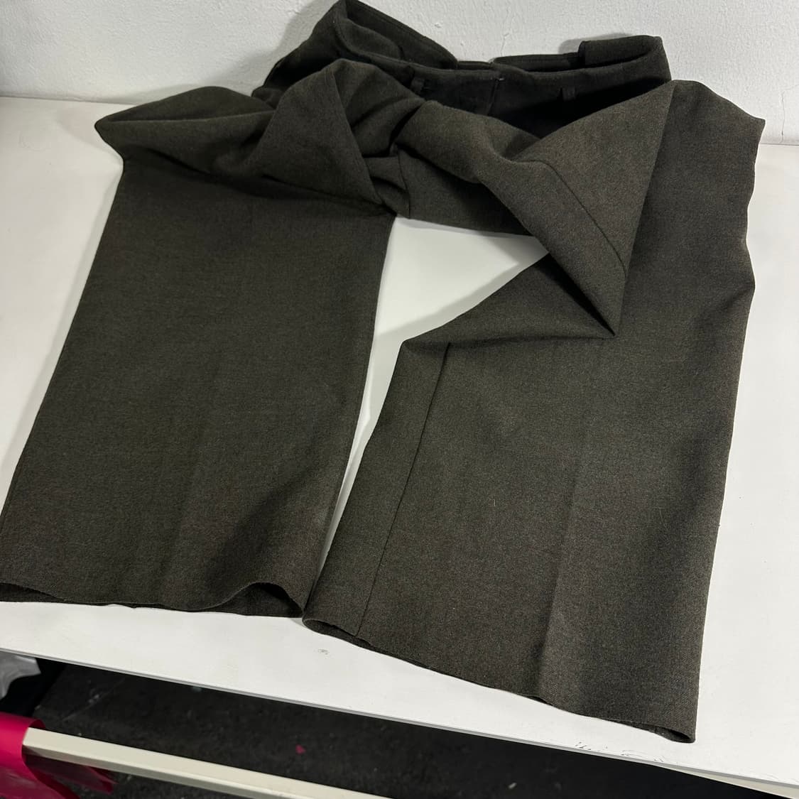 M VTG 다크브라운 투턱 벨티드 울 슬랙스 상품이미지4