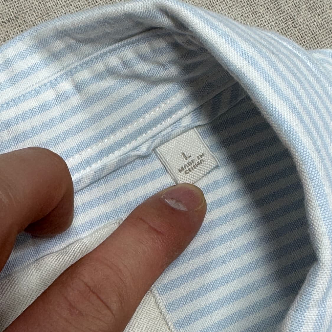 유니클로 jw앤더슨 하늘색 스트라이프 셔츠 L 상품이미지5