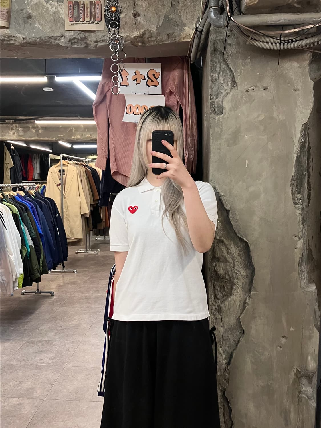 꼼데가르송 카라 반팔 티셔츠 화이트 S   #csz3193 상품이미지2