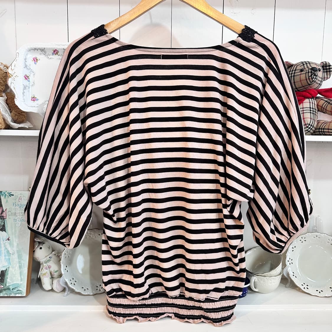 axes femme 스트라이프 레이스 블라우스 상품이미지2