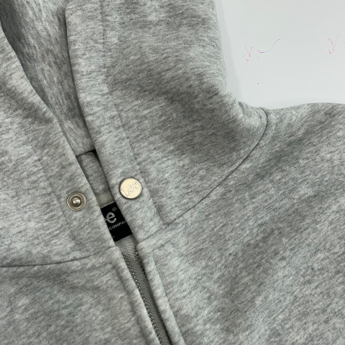 Lee 리 블랙 로고 그레이 후드집업 상품이미지7