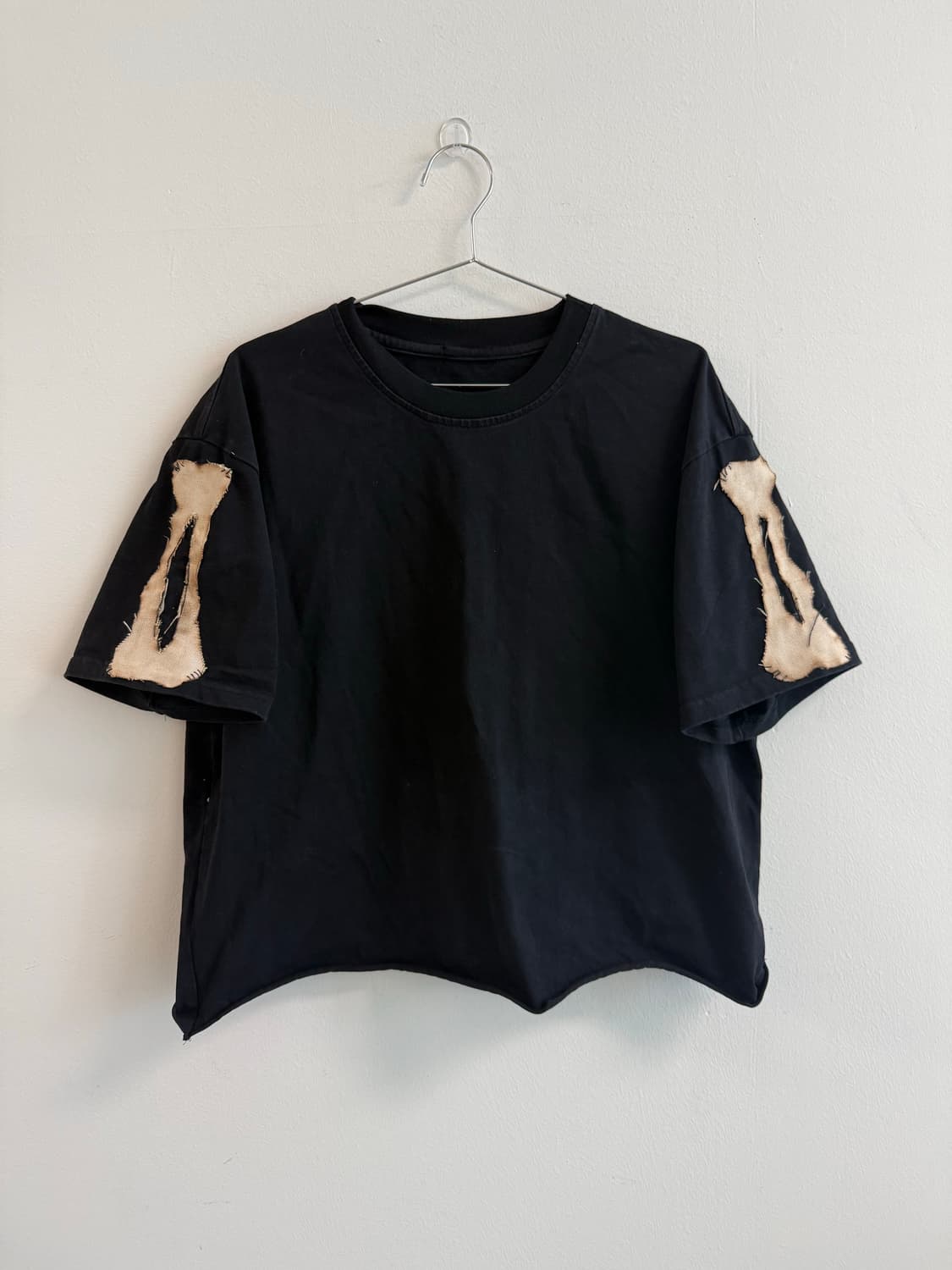 빈티지 핸드메이드 스켈레톤 패치 커스텀 반팔 상품이미지2