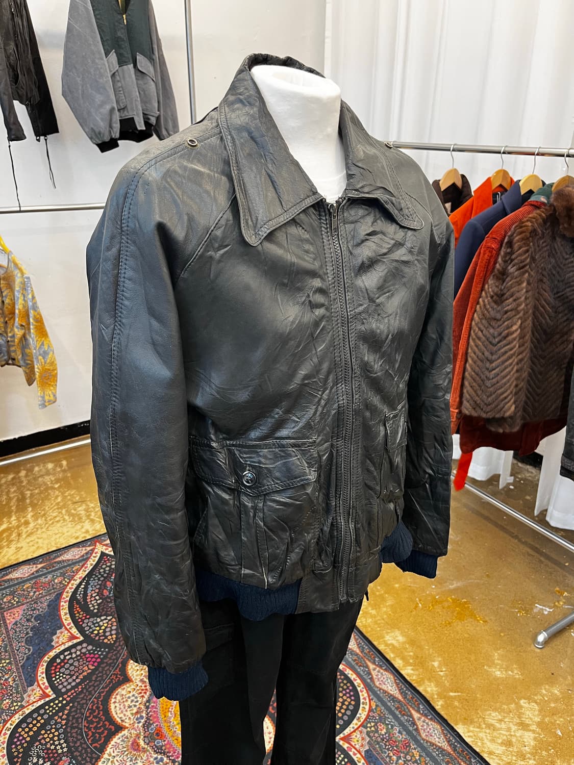 Echtes Leder 리얼 레더 블루종 자켓 상품이미지1