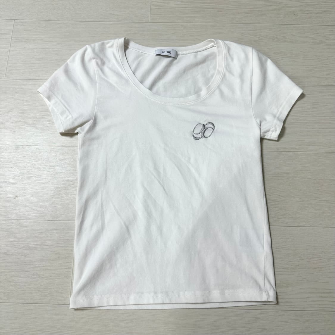 실사) 애즈온 유넥티 U NECK TEE 화이트 상품이미지2