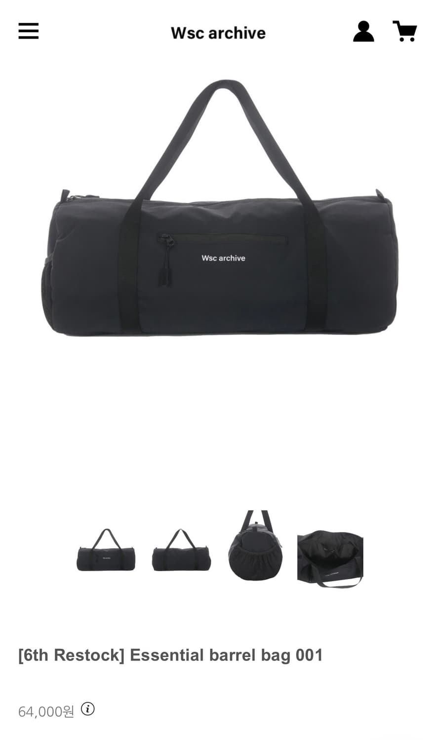Wsc archive Essential barrel bag 001 상품이미지1