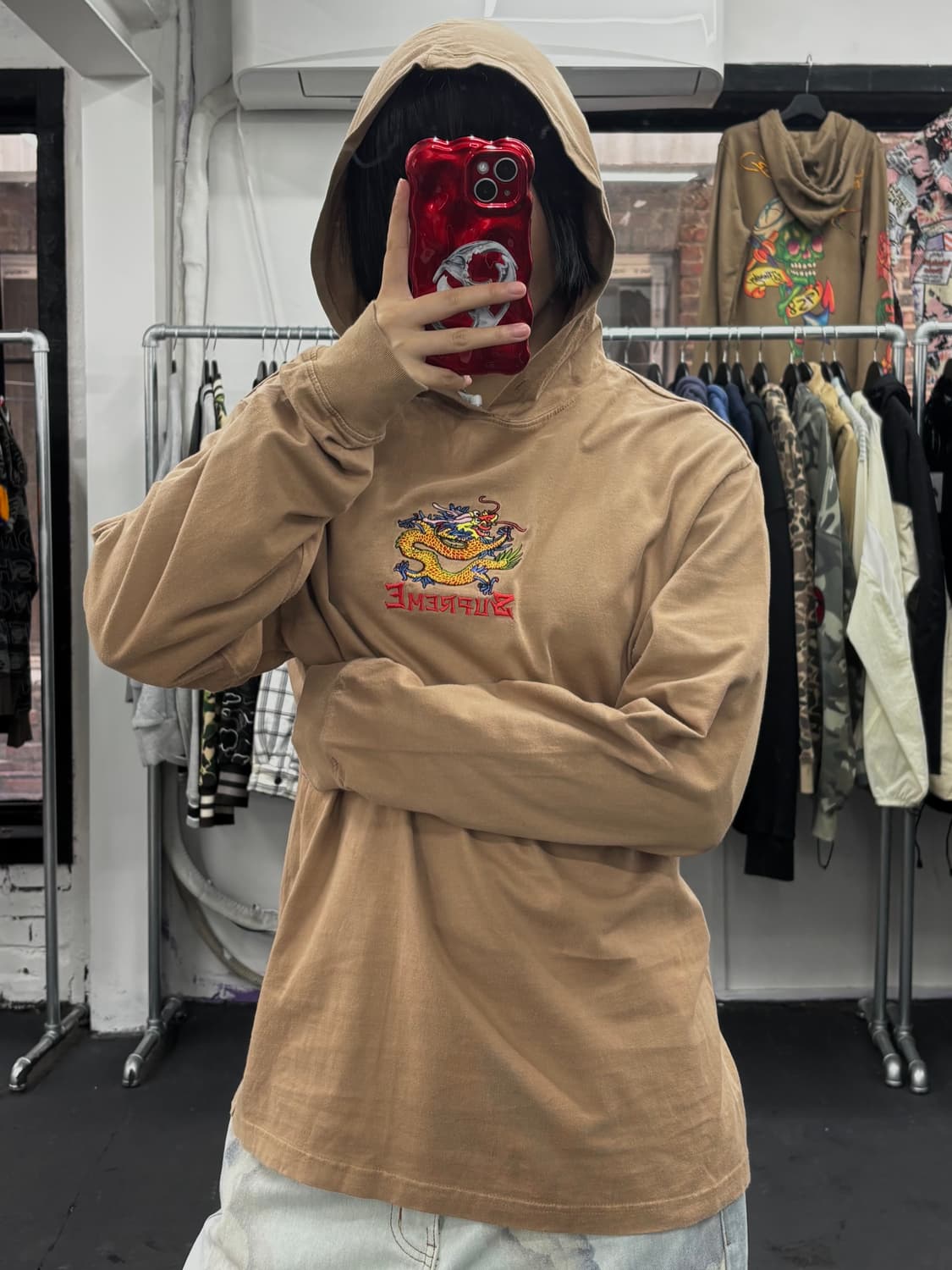 슈프림 브라운 드래곤 후드 티셔츠 상품이미지4