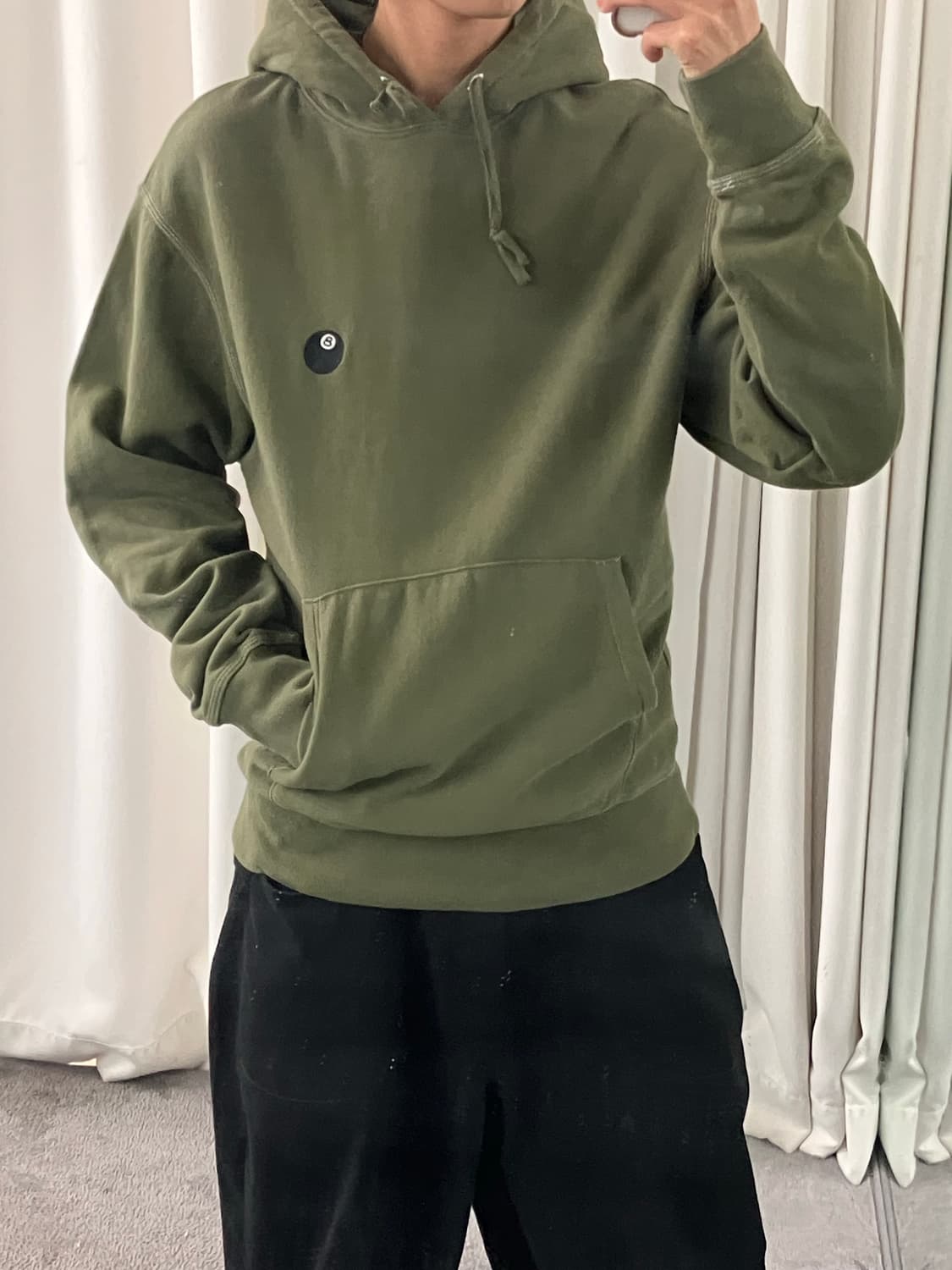 스투시 카키 8볼 후드티 M 상품이미지6