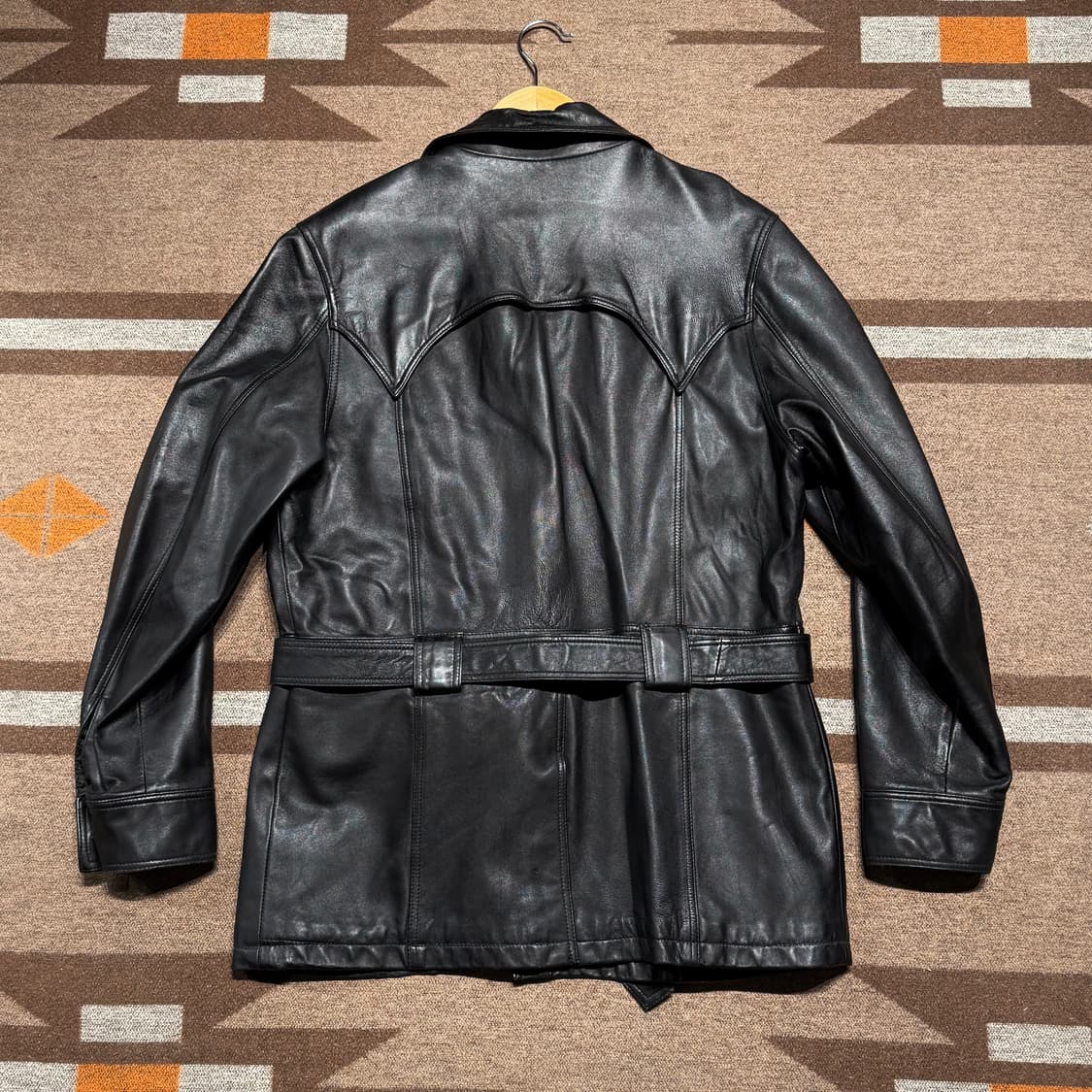 빈티지 웨스턴 램스킨 벨티드 자켓 M 100 바이커 양가죽 상품이미지1