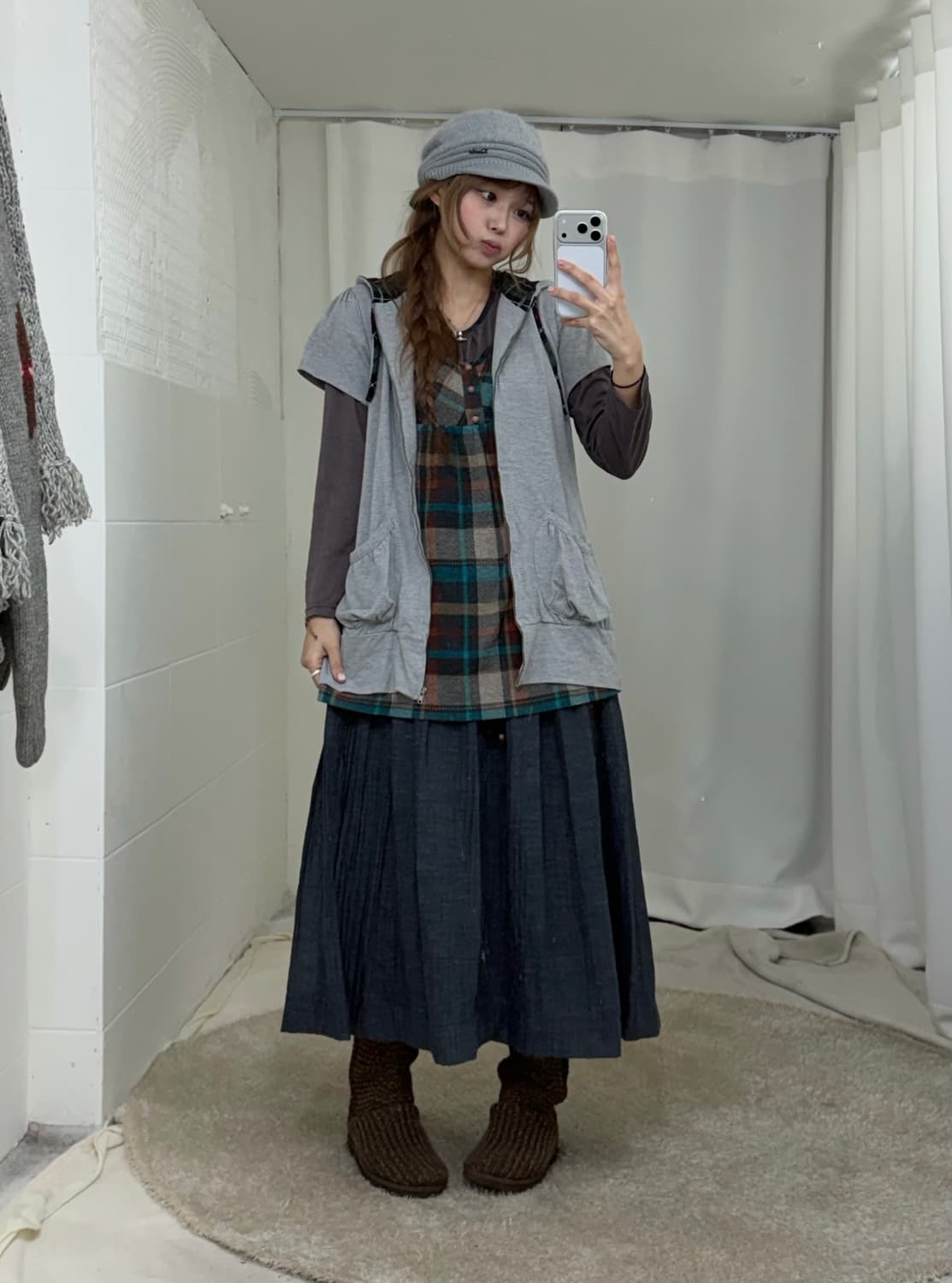 데일리 히피모리 너드 하구미 아가일 코위찬 코디세트 상품이미지1