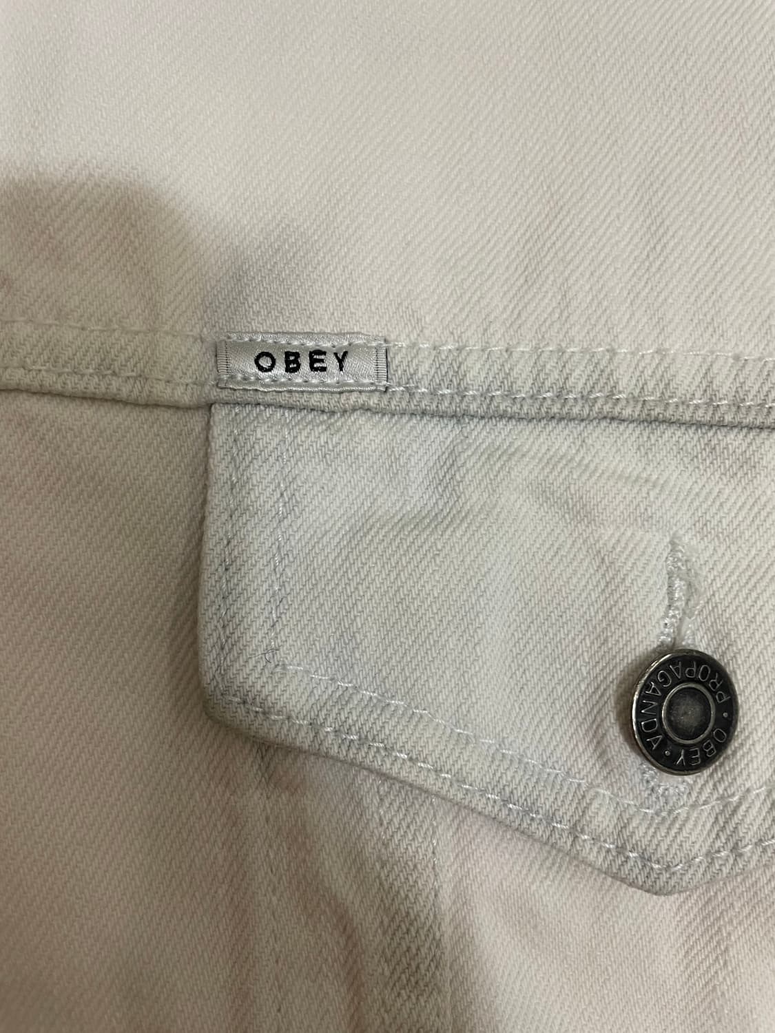 (유일매물) 오베이 OBEY 화이트 데님 트러커 자켓 상품이미지4