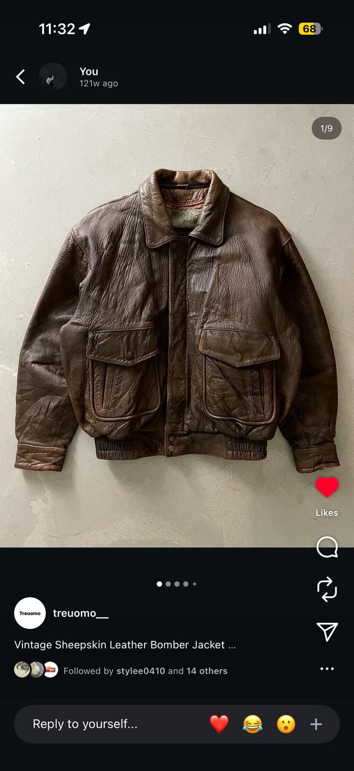 빈티지 양가죽 봄버자켓 M (실사있음) 상품이미지1