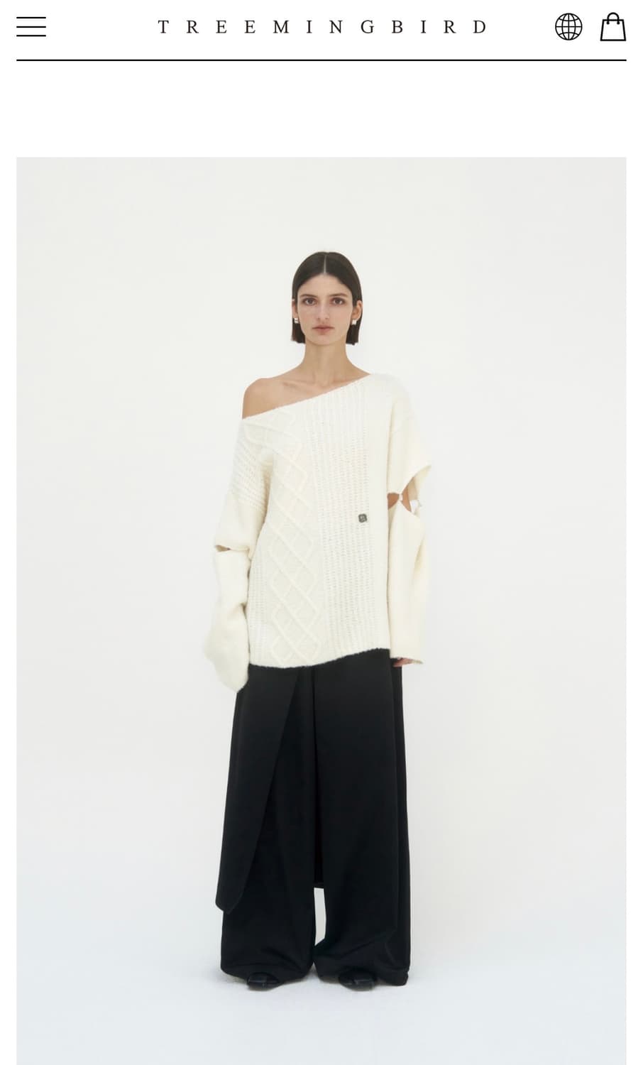 트리밍버드) Sleeve Slit Boat Neck Knit IV F 상품이미지2