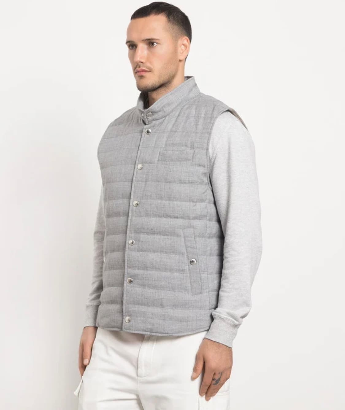 (A+/XL) / 브루넬로 쿠치넬리 린넨 울 그레이 다운 베스트 상품이미지9