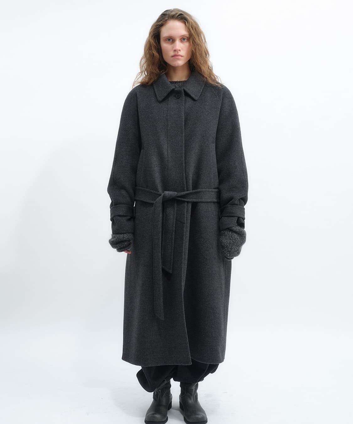 (구해요) 리포스 Repos 울 래글런 핸드메이드 코트 챠콜 상품이미지1