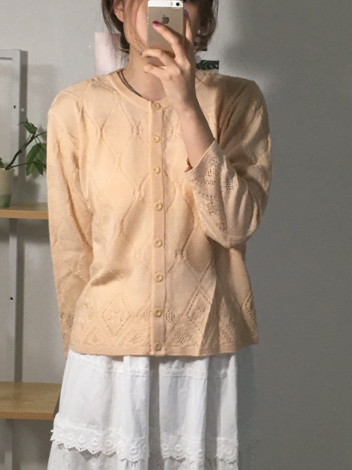 피치 펀칭 니트 가디건 상품이미지2