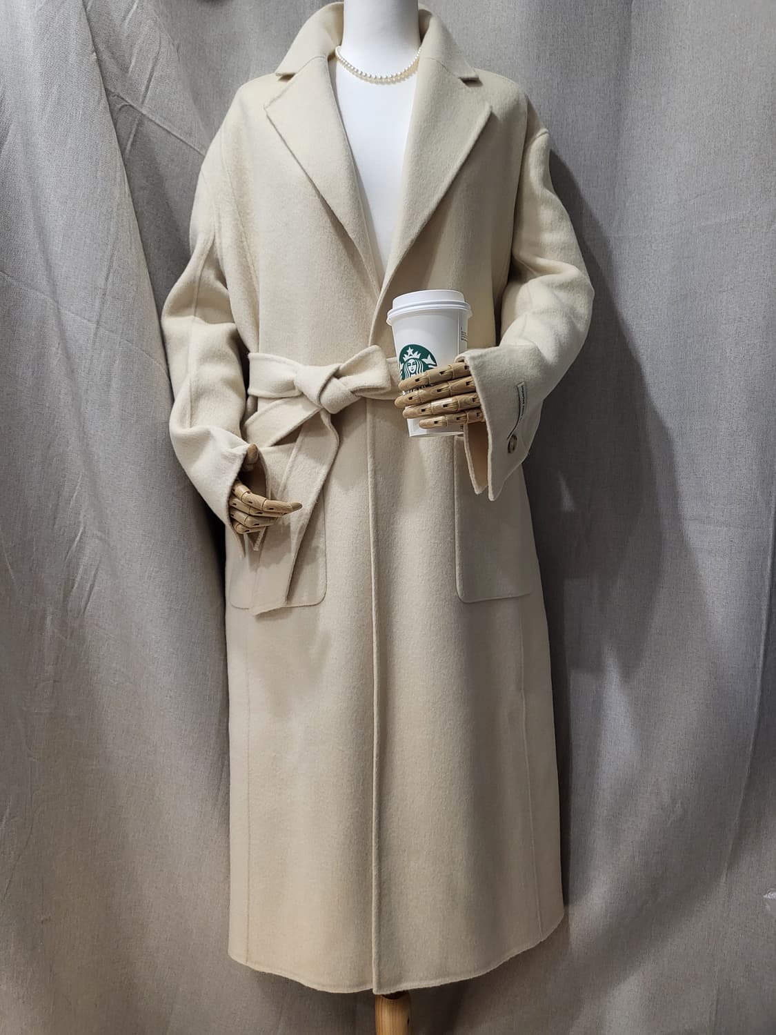 택포♦️새상품 롱코트 핸드메이드 울 자켓 아우터 봄 가을 겨울 자켓 로브 상품이미지5