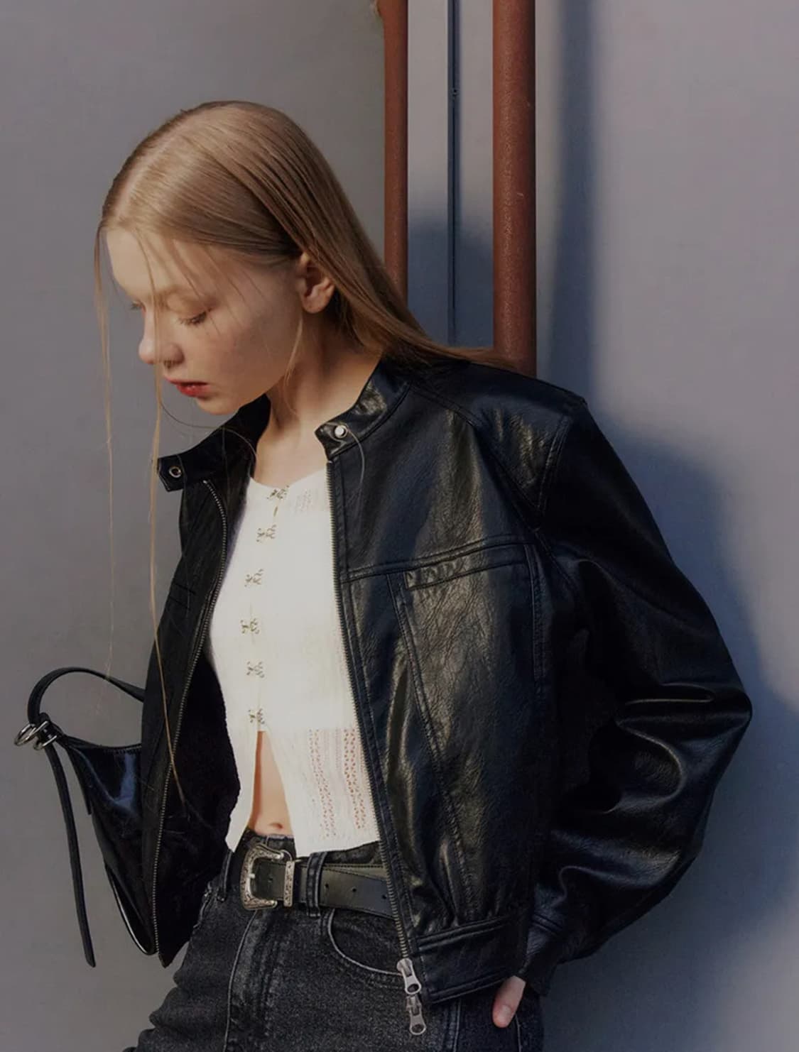 레이브 레더 라이더 크롭 자켓 상품이미지2