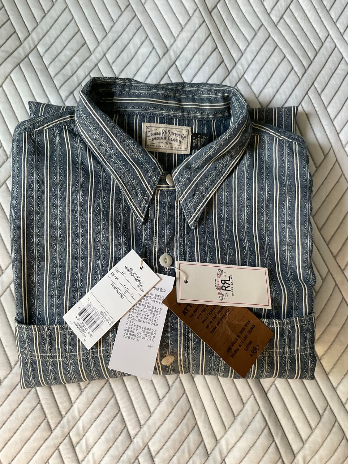 RRL 더블알엘 스트라이프 도비 샴브레이 워크셔츠 M 상품이미지3