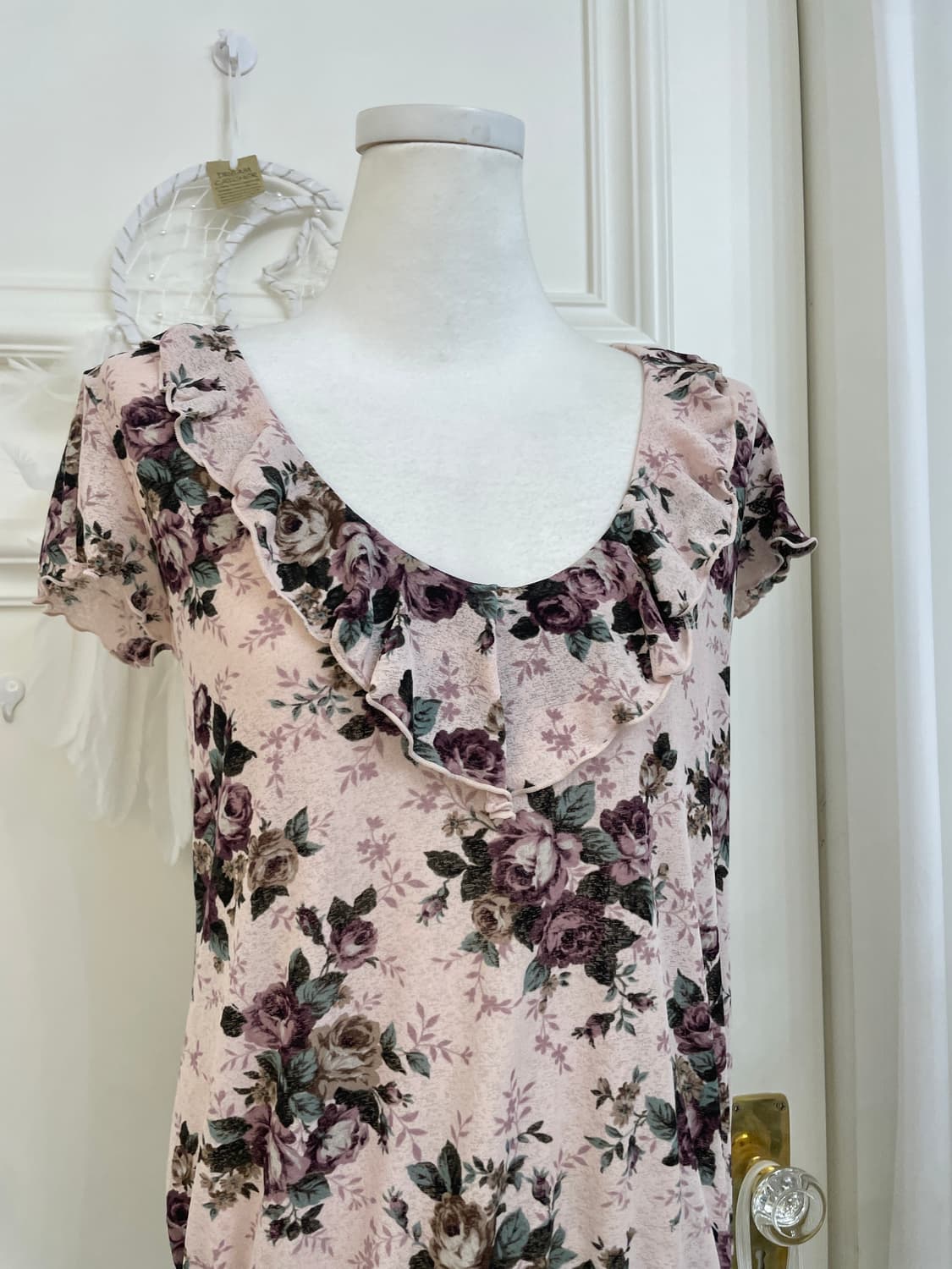 purple flower ruffle string top(size-M) 상품이미지7