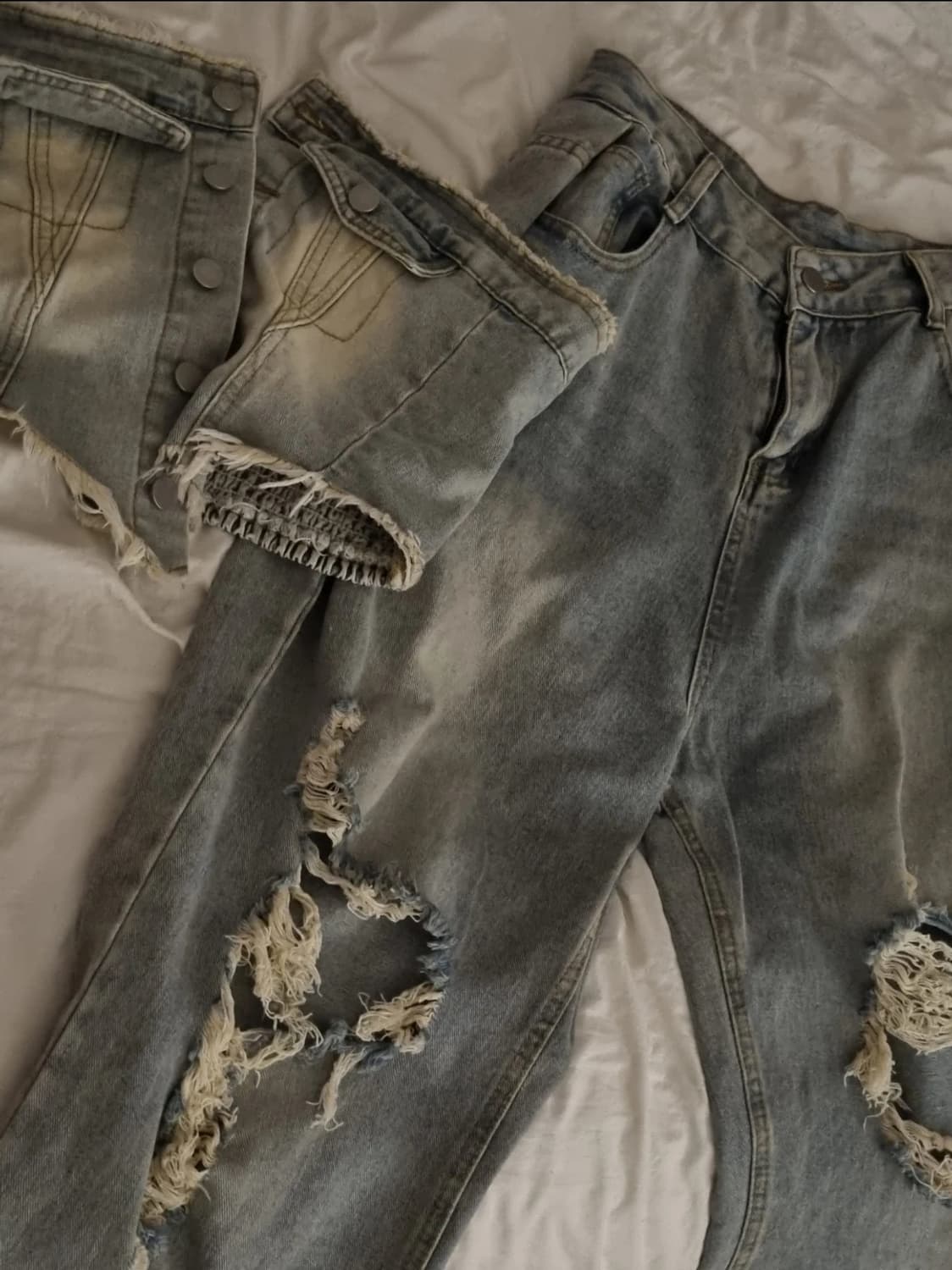 빈티지 데미지 청 투피스 세트 탑 청바지 여름 상품이미지1