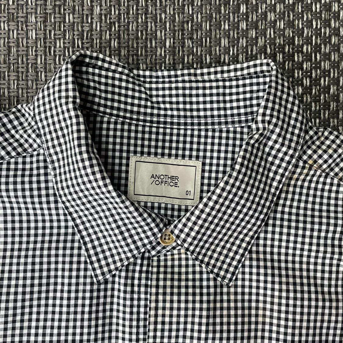 어나더오피스 깅엄 체크 반팔셔츠 M 상품이미지4
