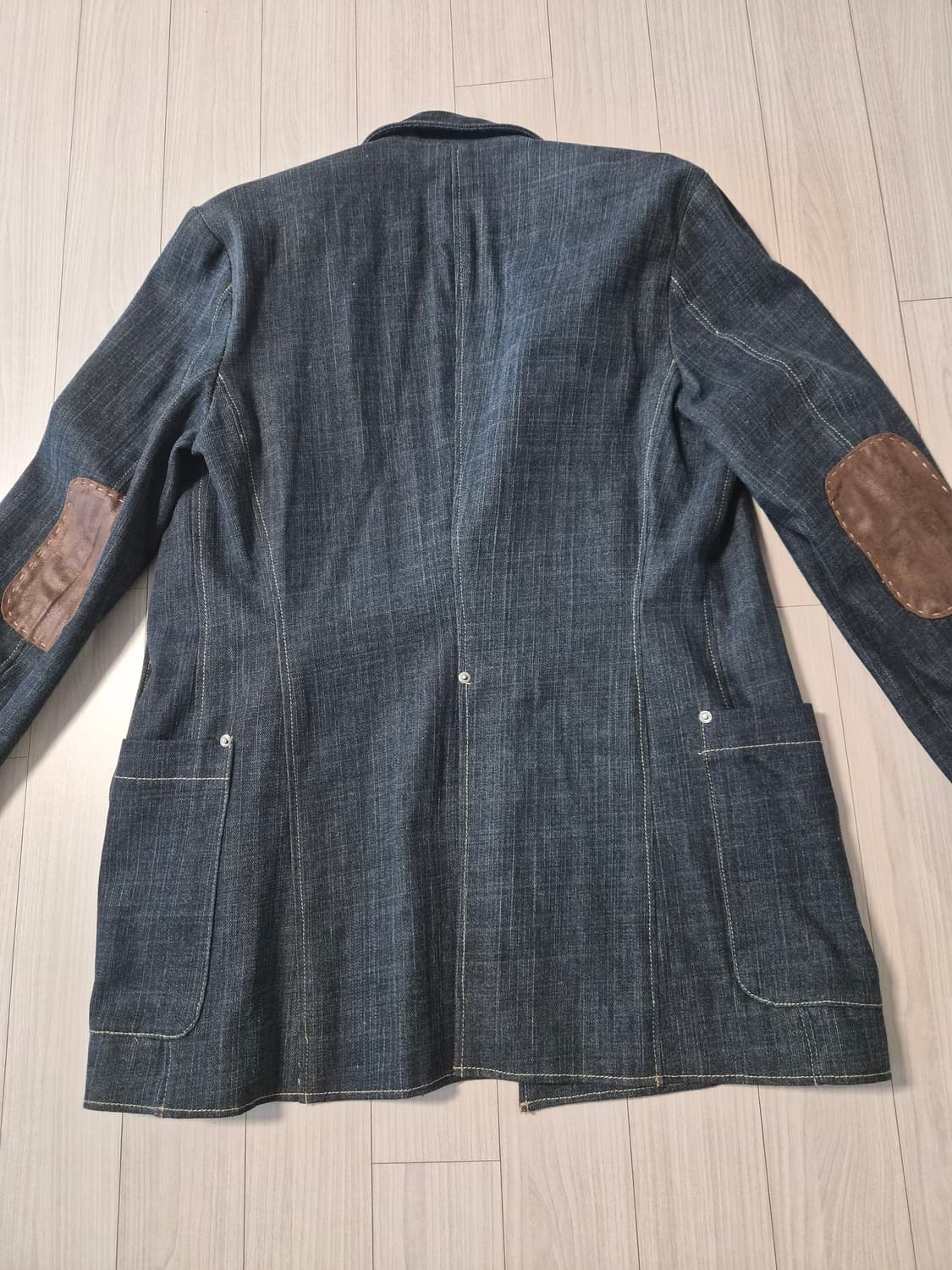 (유니크) 빈티지 무드 데님 더블 블레이저 (엘보 패치 포인트) 상품이미지6