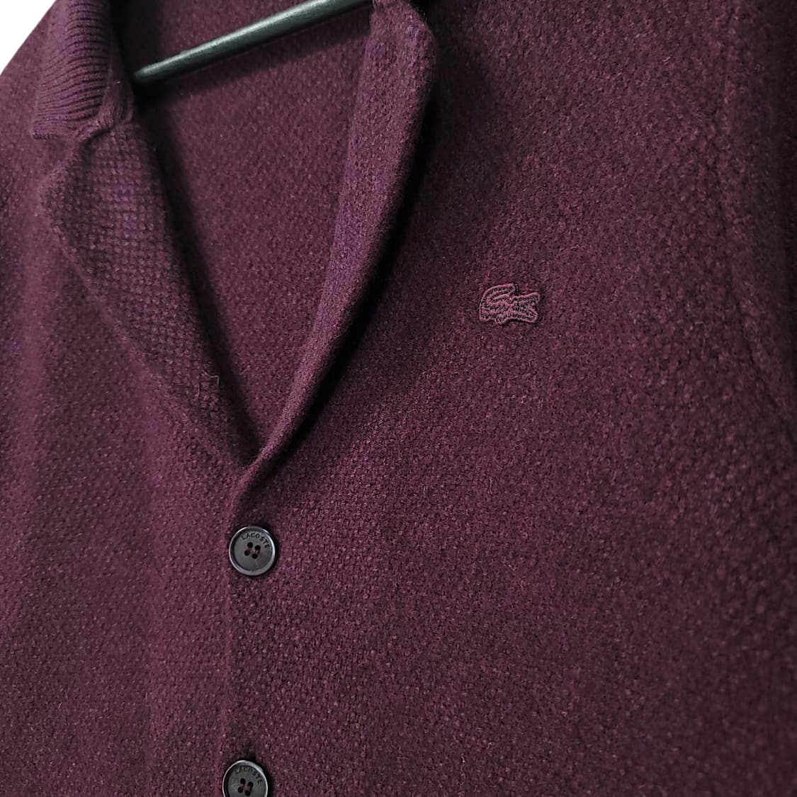 [100] 라코스테 버건디 울 혼방 숄 가디건 상품이미지4