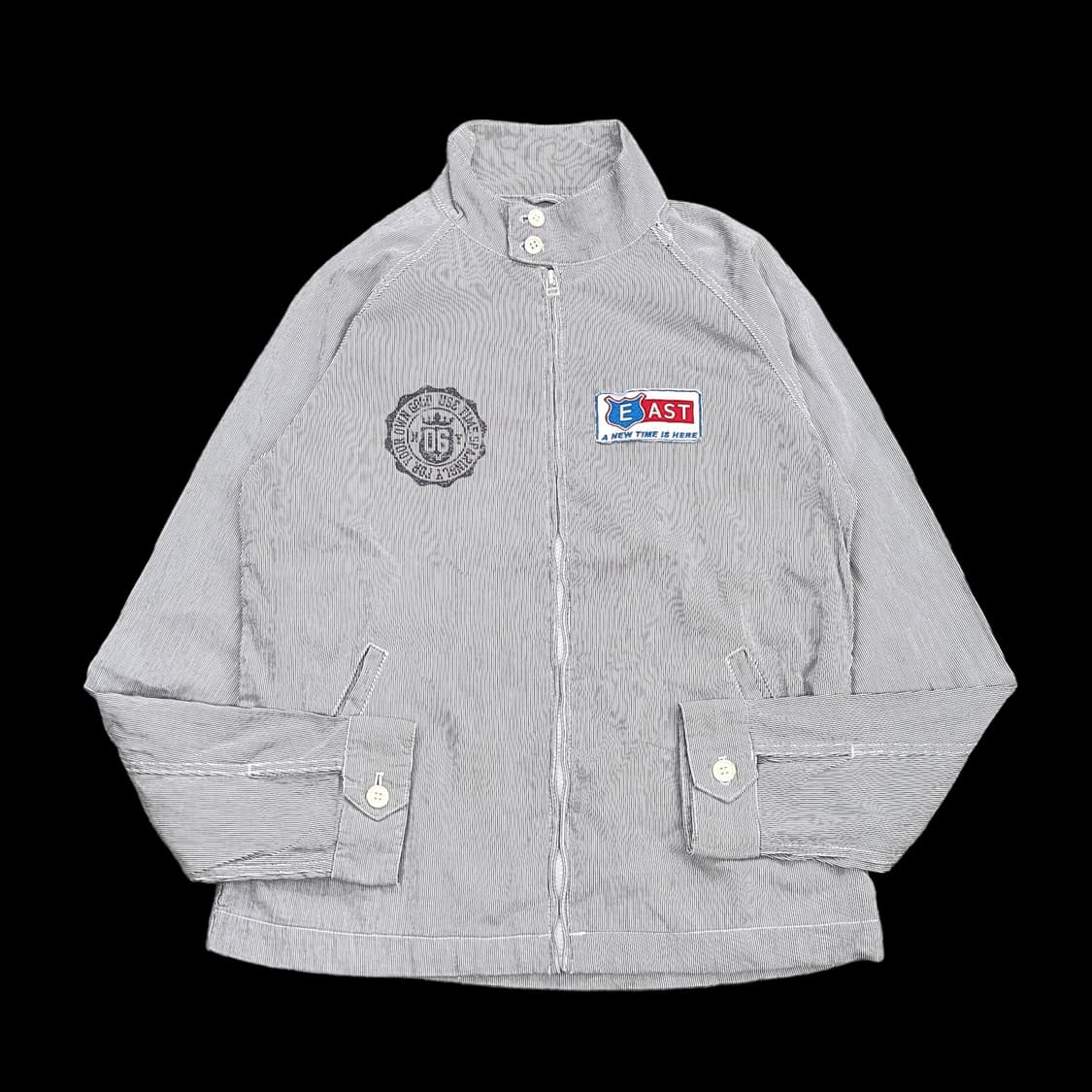 FAMOCK 빈티지 스트라이프 코튼 헤링턴 자켓 상품이미지1