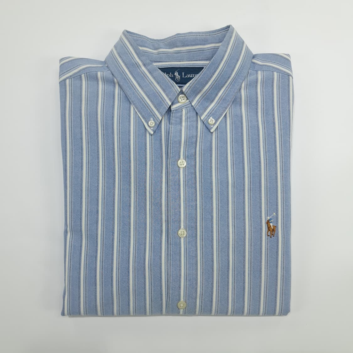 Co918 XL 폴로 랄프로렌 클래식블루 스트라이프 긴팔 셔츠 남방 상품이미지8