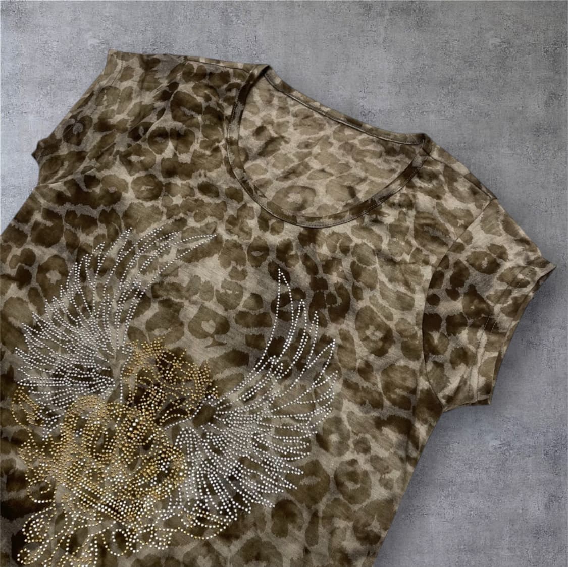 안지크 Anzich 브라운 레오파드 크라운 윙 스터드 반팔 티셔츠 85 상품이미지2