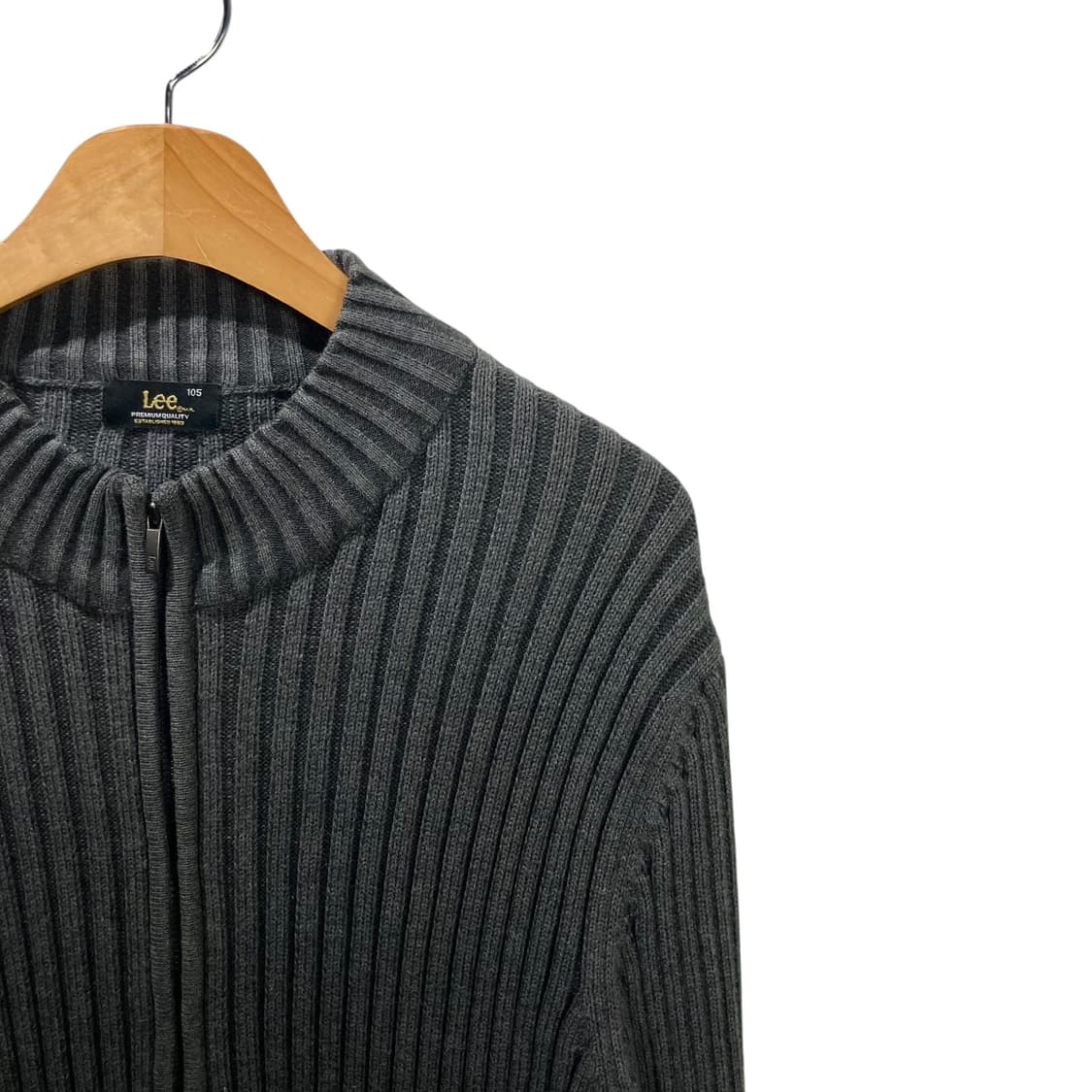 Lee 차콜 골지 니트 집업 상품이미지3