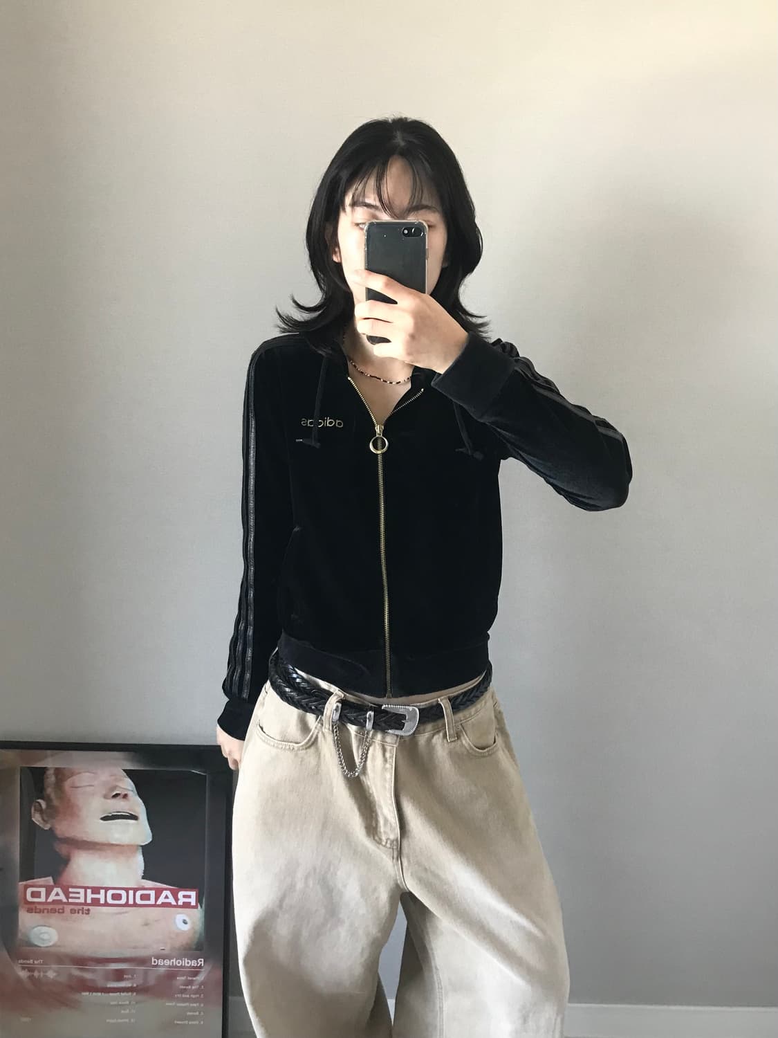 아디다스 00년대 올드스쿨 벨벳 사이드라인 후드집업 상품이미지1