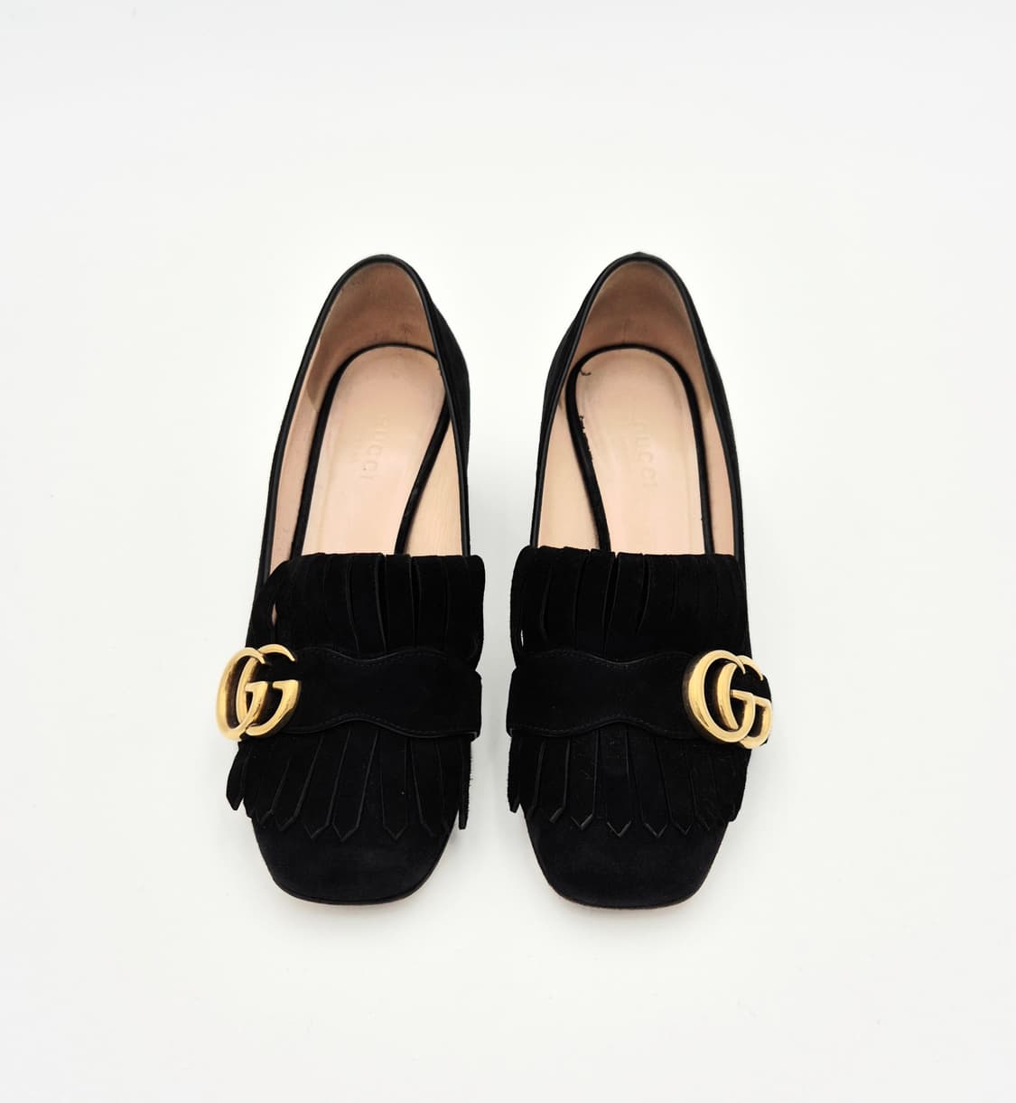 구찌 GG 금장 블랙 스웨이드 블록 힐 로퍼 35 상품이미지8