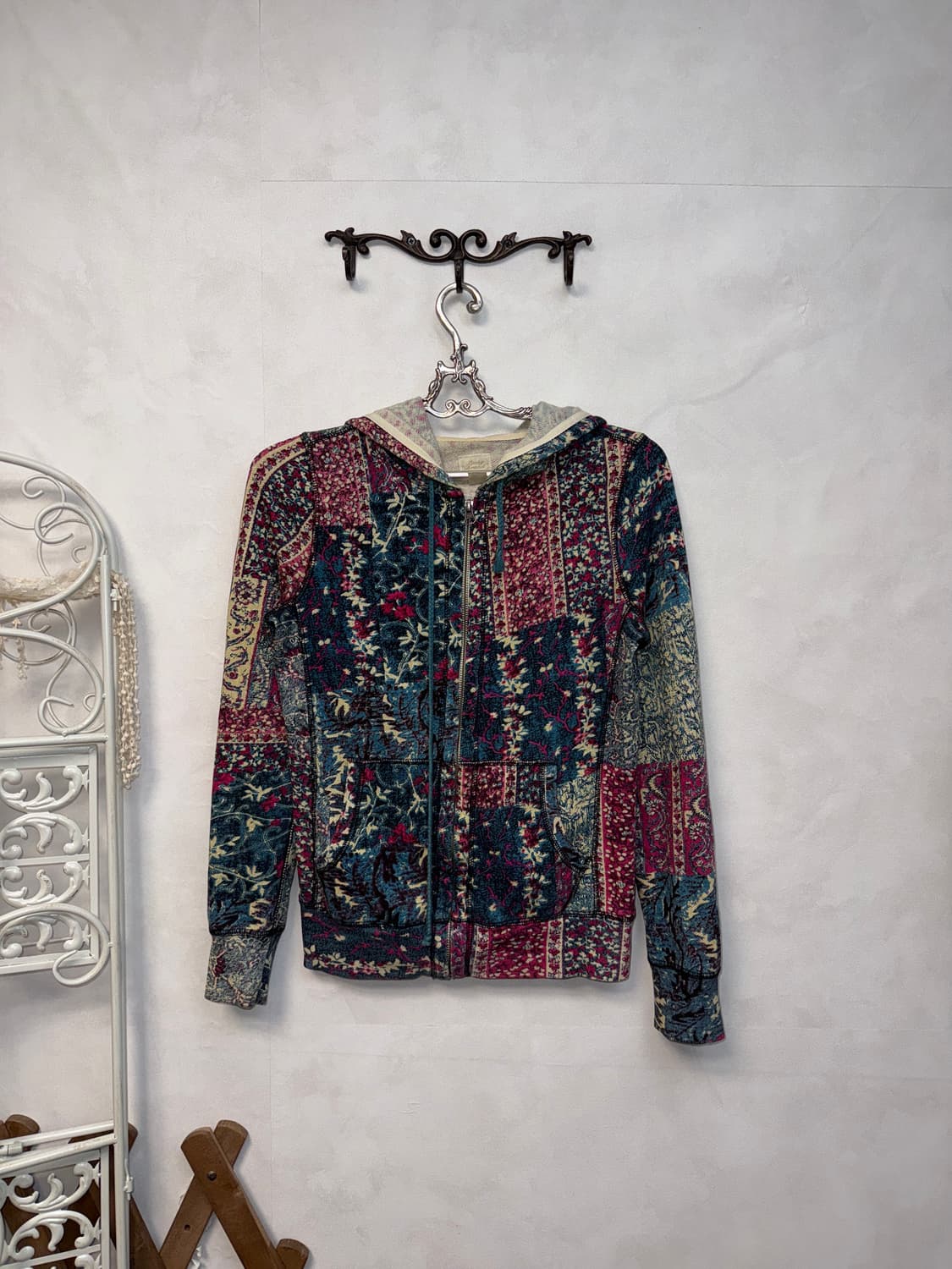 Pink blue oriental pattern cotton 후드집업 상품이미지3