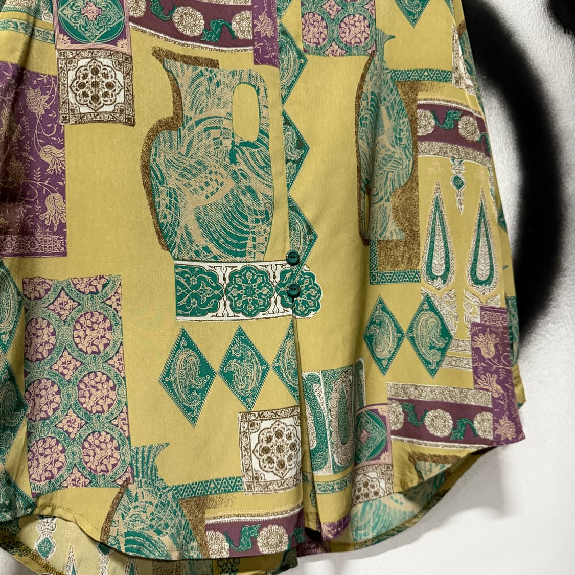 VTG 빈티지 멀티 컬러 에스닉 바로크 패턴 핀턱 셔츠 상품이미지5