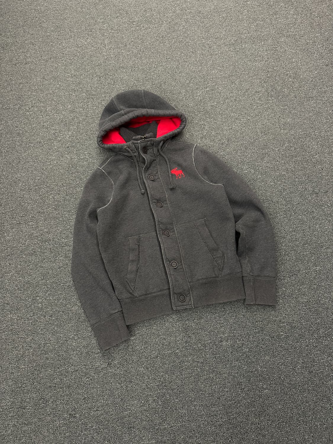 M) 아베크롬비 무스 로고 버튼 후드집업 상품이미지3