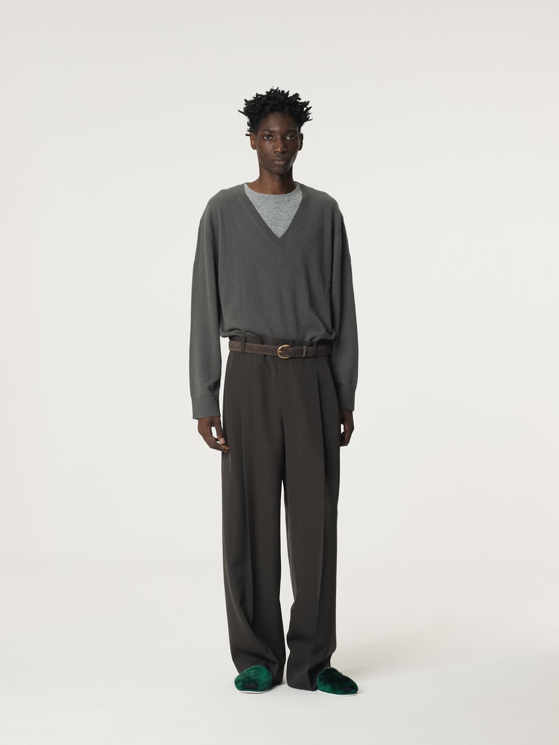 렉토 25FW 시그니쳐 라운드 버클 스웨이드 벨트 브라운 상품이미지5